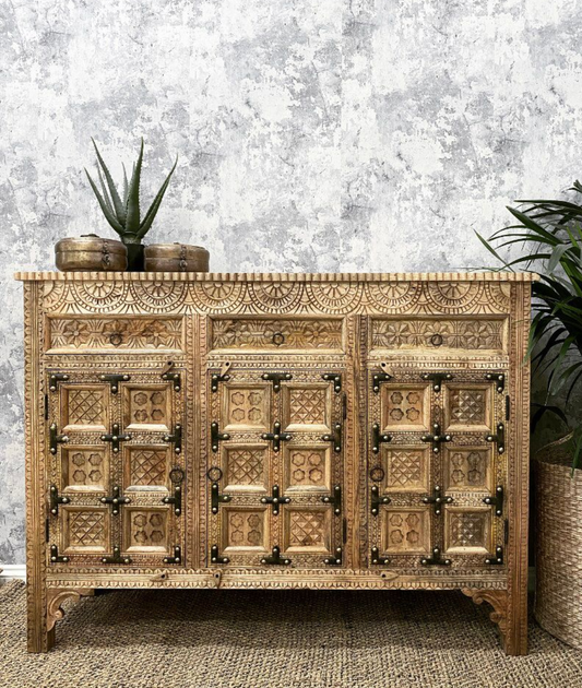 Immaculate Carved Mango Wood Sideboard