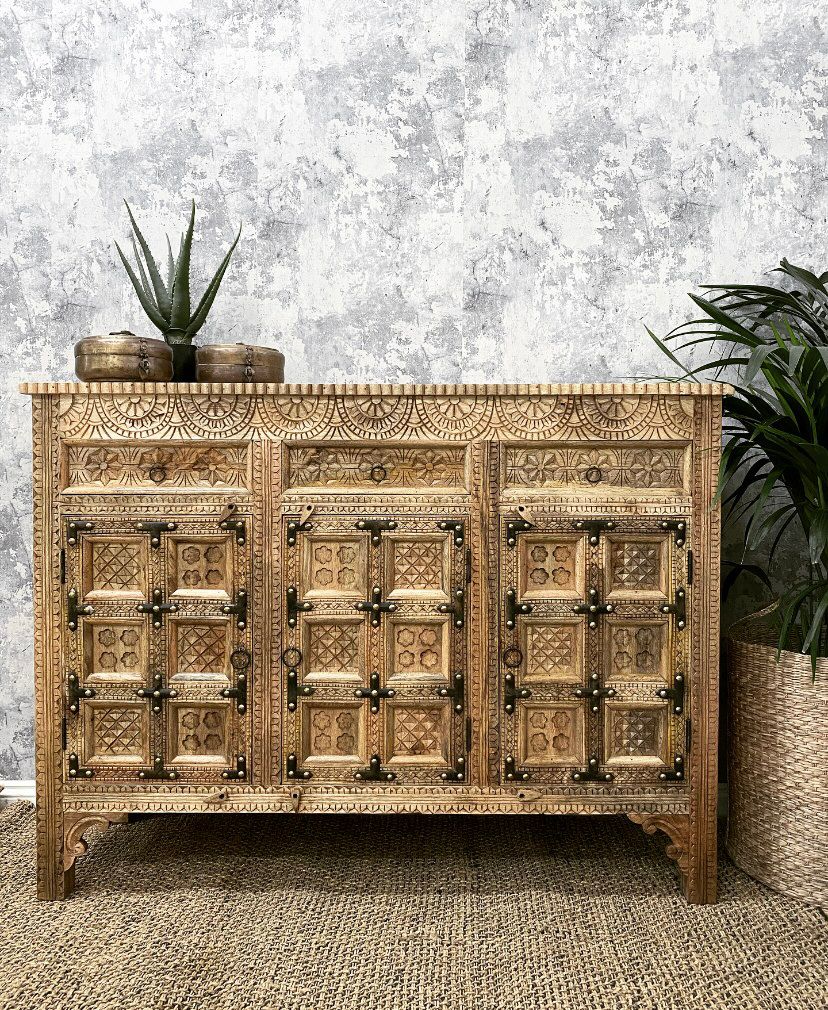 Immaculate Carved Mango Wood Sideboard