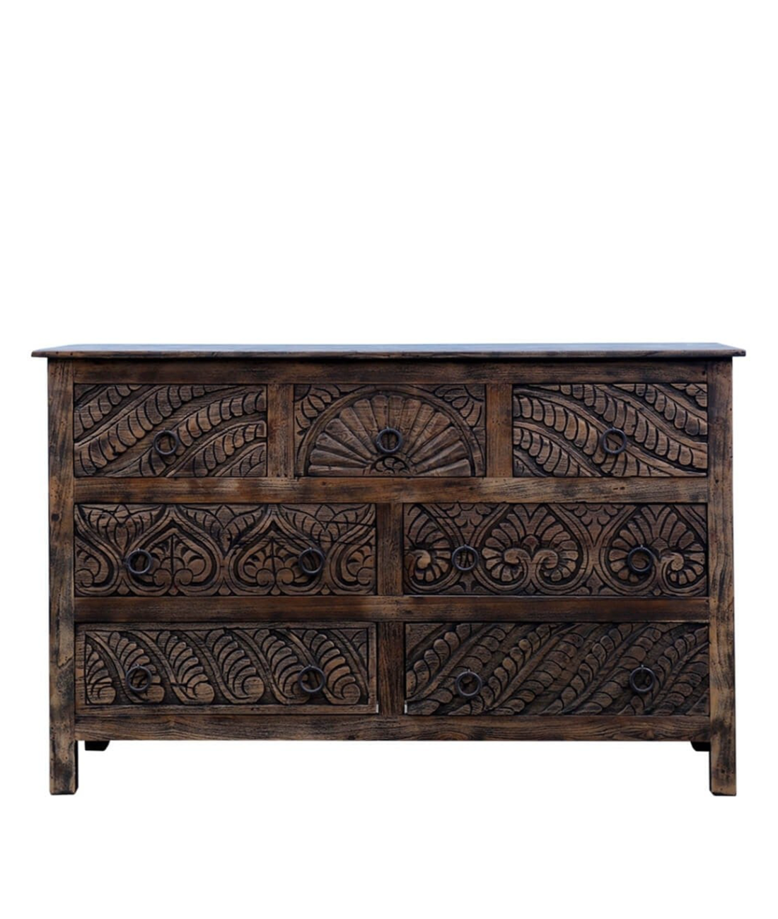 Exquisite Hand Carved Chest Of Seven Drawers