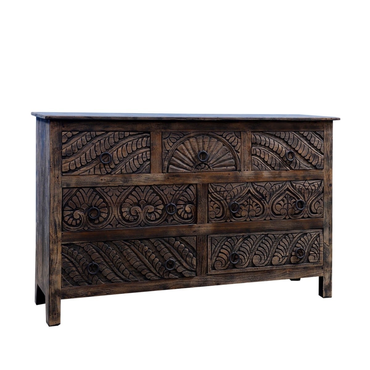 Exquisite Hand Carved Chest Of Seven Drawers