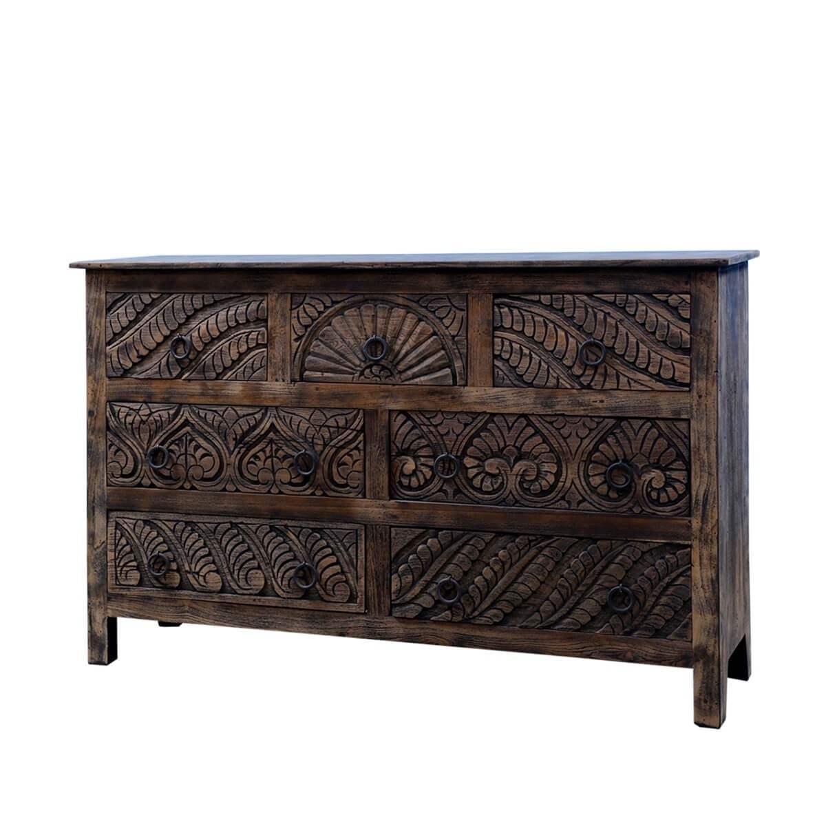 Exquisite Hand Carved Chest Of Seven Drawers