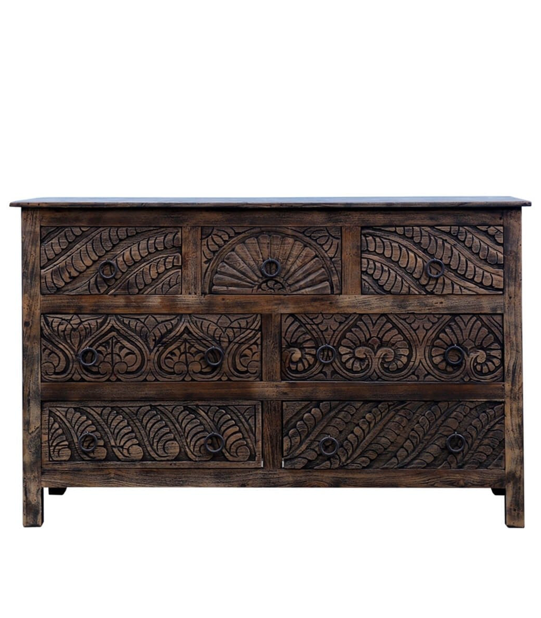 Exquisite Hand Carved Chest Of Seven Drawers