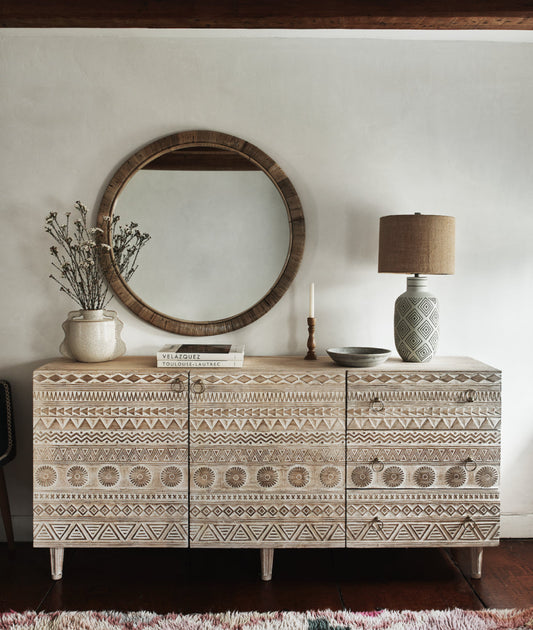 Classic Carved Mango Wood Sideboard