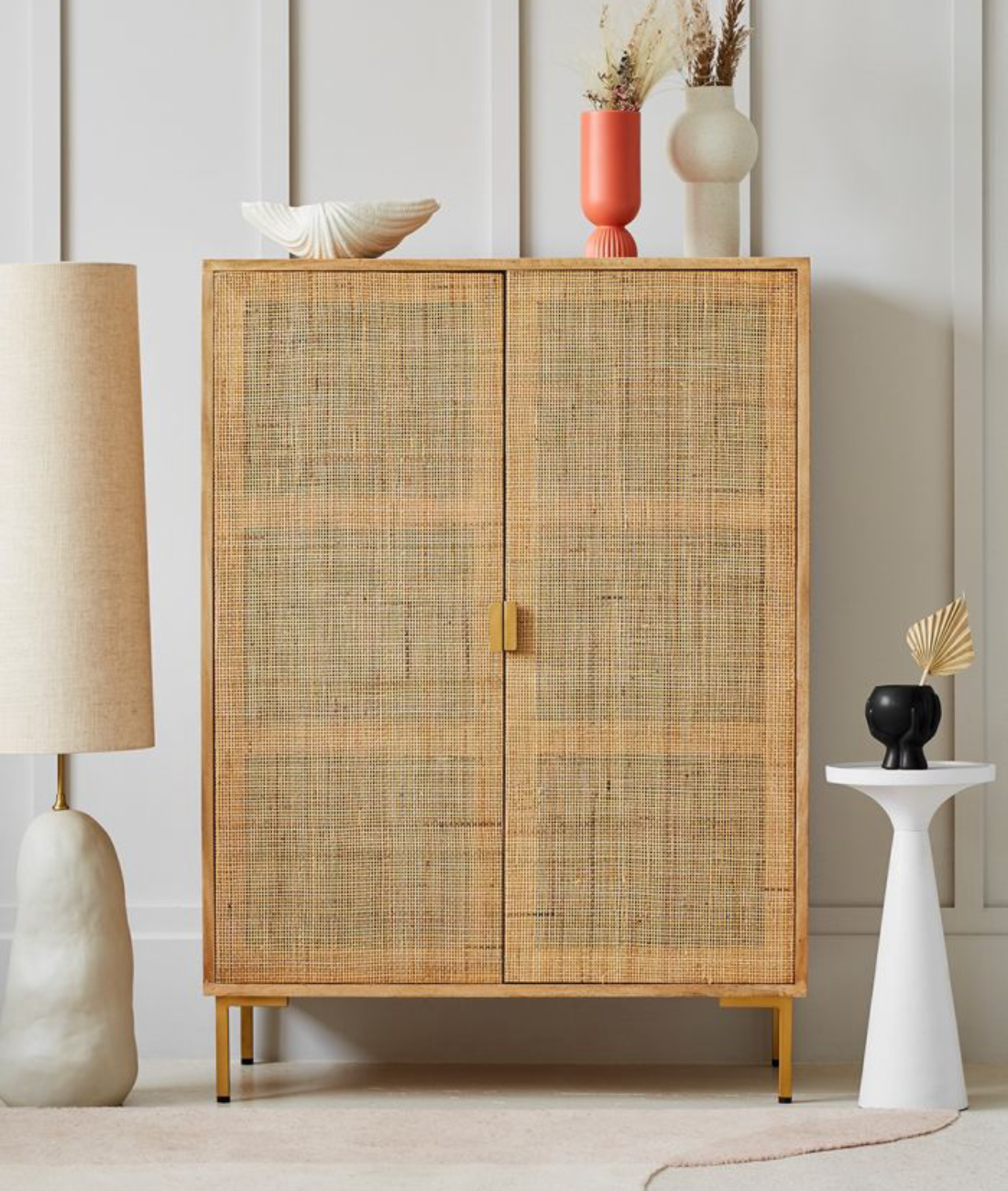 Pristine Rattan Webbed Cabinet