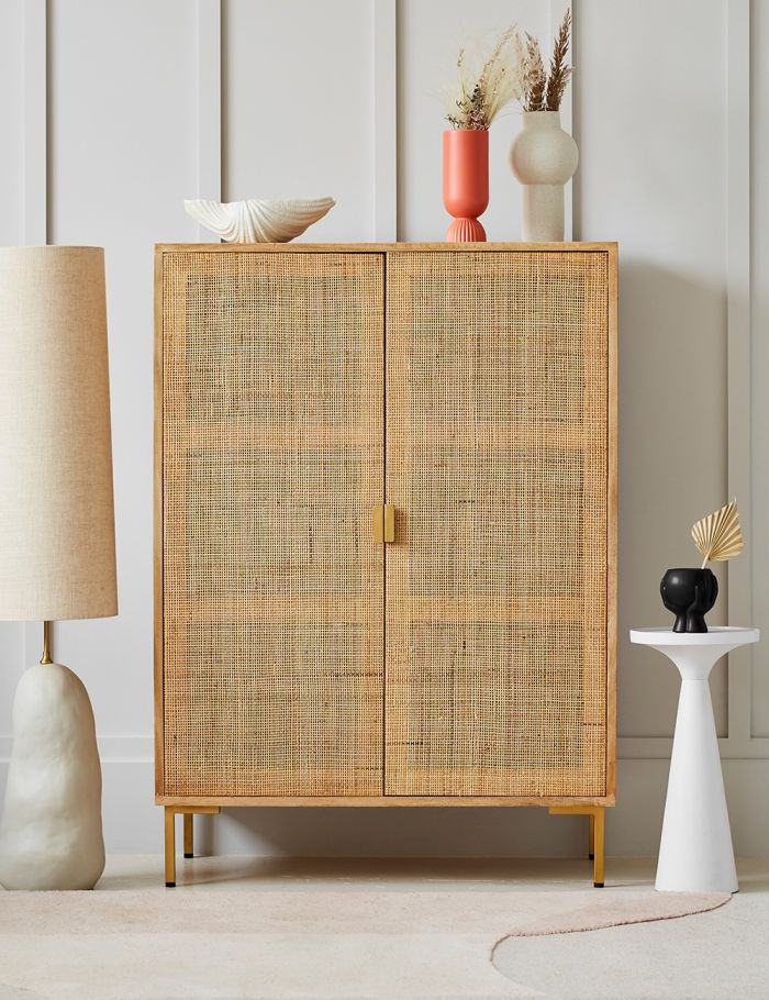 Pristine Rattan Webbed Cabinet