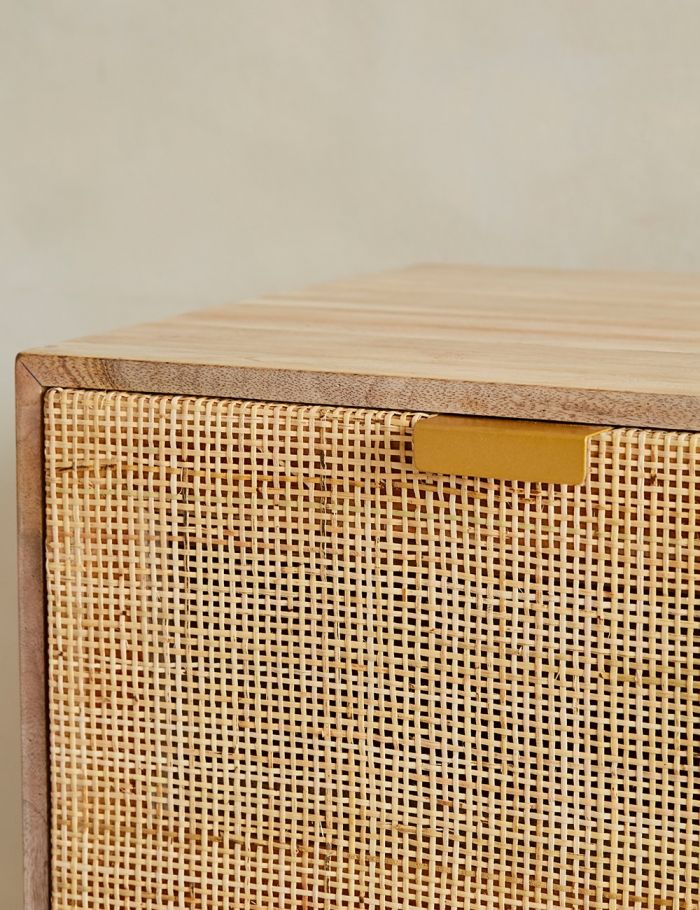 Pristine Rattan Webbed Small Chest Of Drawers