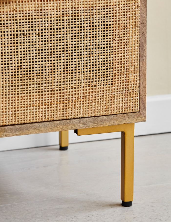 Pristine Rattan Webbed Small Chest Of Drawers