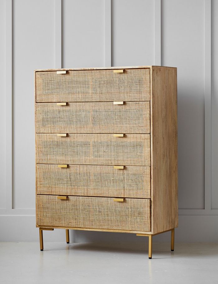 Pristine Rattan Webbed Chest Of Drawers