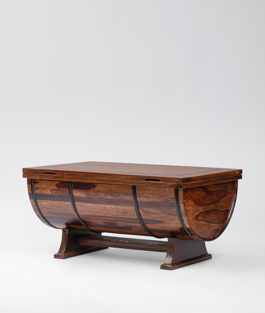 Ornate Shape Solid Wood Coffee Table With Storage