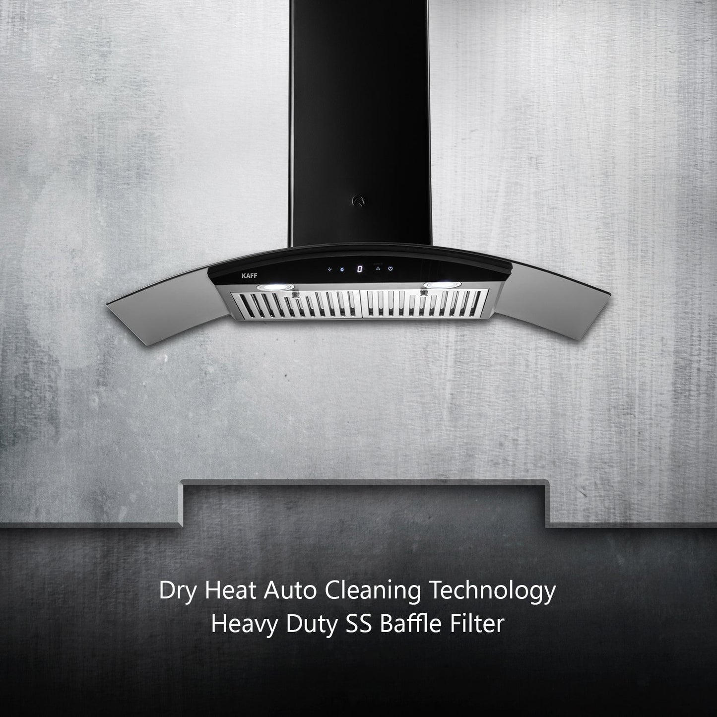 Kaff LIZ DHC 60/90-Kitchen Chimney, Heavy Duty SS Baffle Filter, Auto Clean Technology