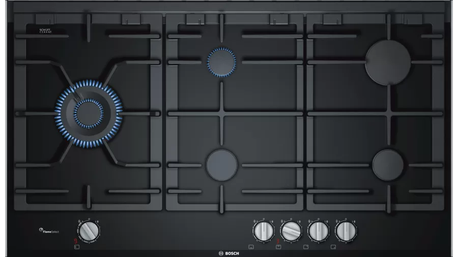 Bosch Series 8 Gas hob 90 cm Ceramic, Black PRS9A6D70I