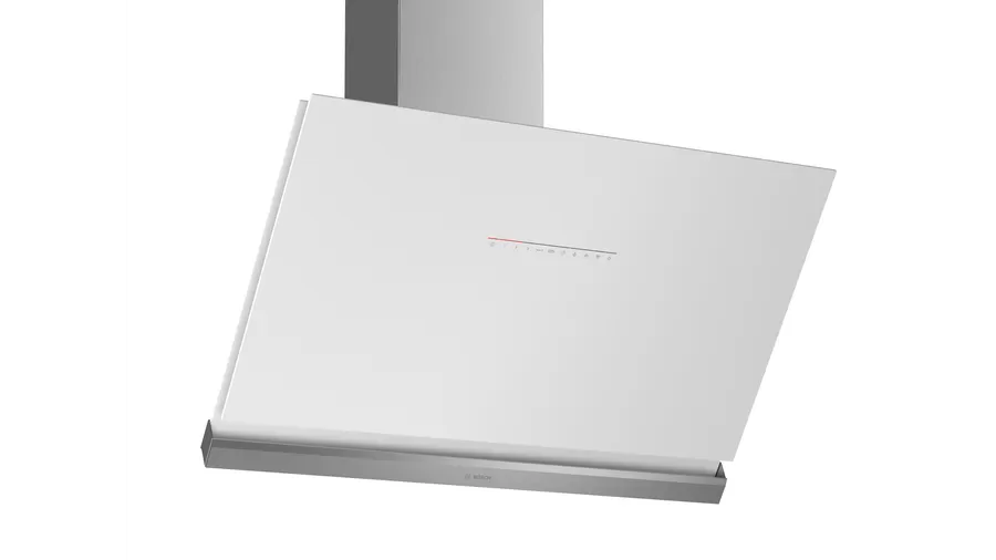 Bosch Series 8 wall-mounted cooker hood 90 cm clear glass white printed DWK98PR20I