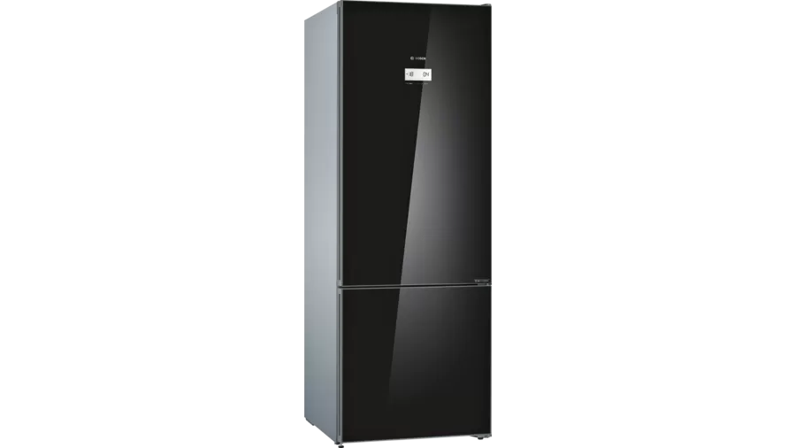 Series 6 free-standing fridge-freezer with freezer at bottom, glass door 193 x 70 cm Black