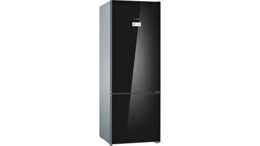 Series 6 free-standing fridge-freezer with freezer at bottom, glass door 193 x 70 cm Black