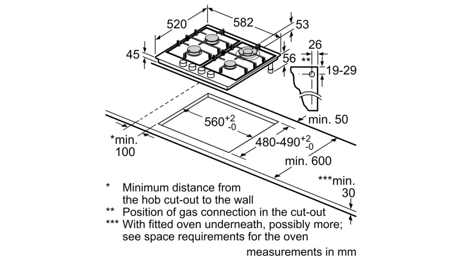 Bosch Series 4 Gas hob 60 cm Stainless steel PGH6B5B60I