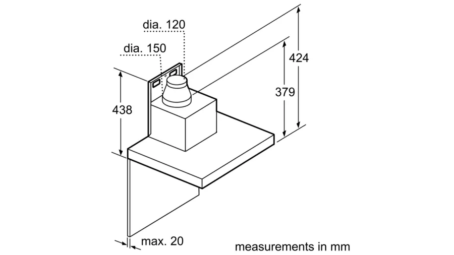 Bosch Series 6 wall-mounted cooker hood 90 cm Stainless Steel DWB98JR50I