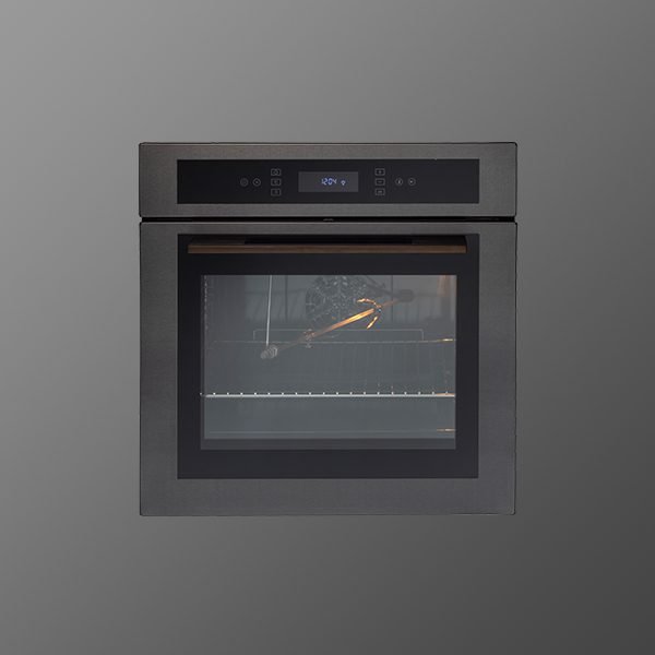 Kaff MZ OV6 TN-Built-in Oven, Black Glass with Titanium Finish Fascia, 60cm ELECTRIC OVEN with True Convection