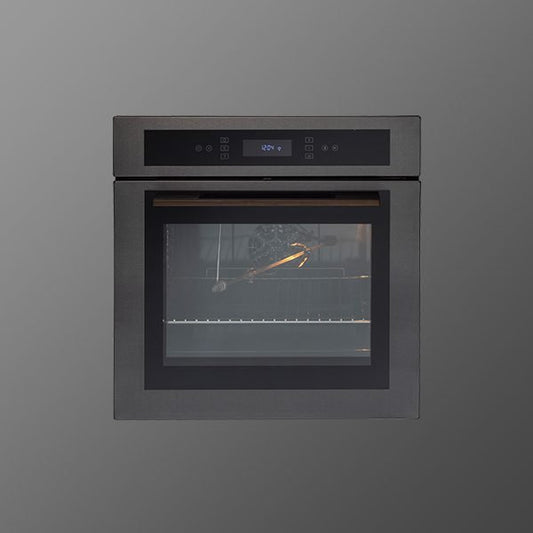 Kaff MZ OV6 TN-Built-in Oven, Black Glass with Titanium Finish Fascia, 60cm ELECTRIC OVEN with True Convection