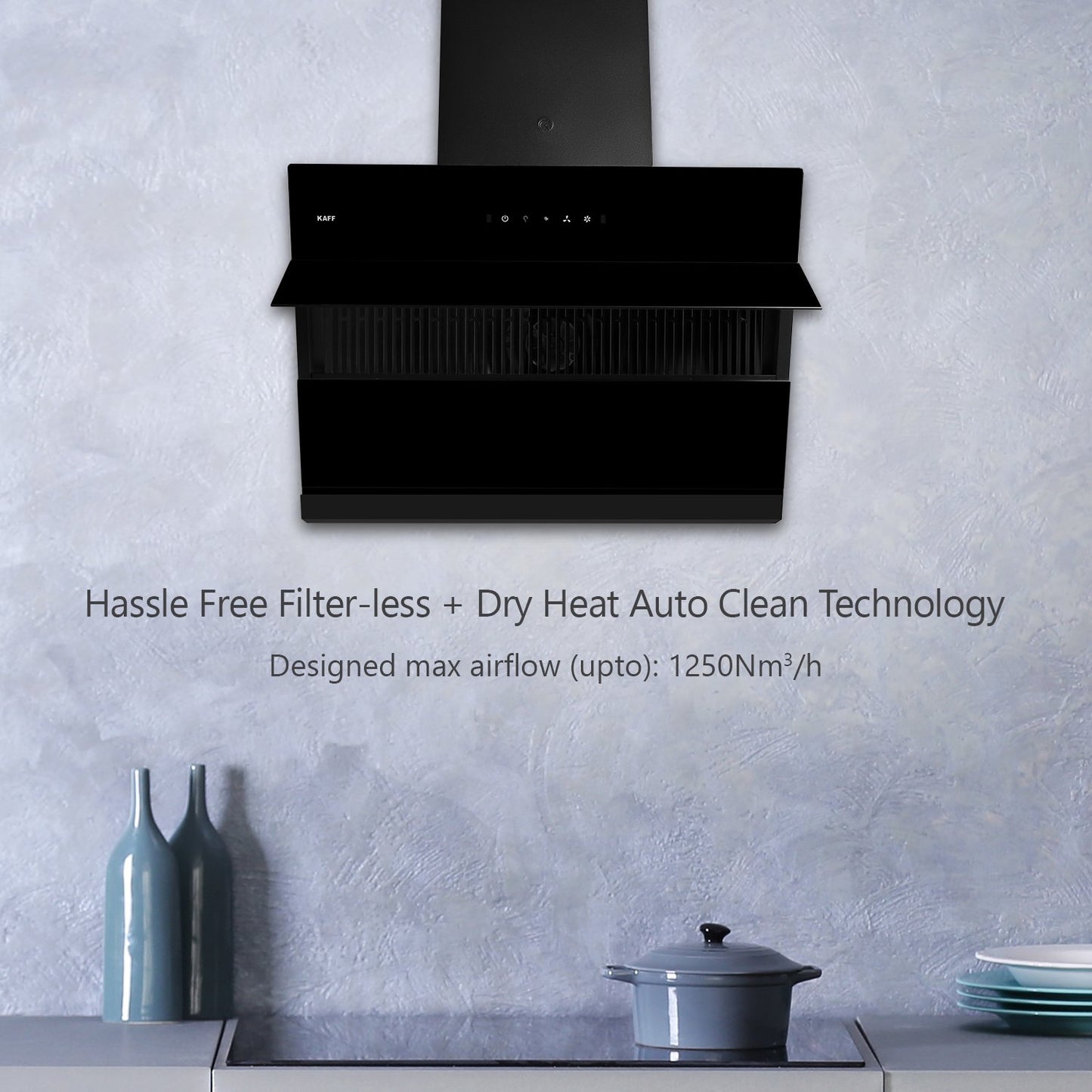 Kaff NOBELO LX DHC 60/75-Kitchen Chimney, Filter-Less + Dry Heat Auto Clean Technology