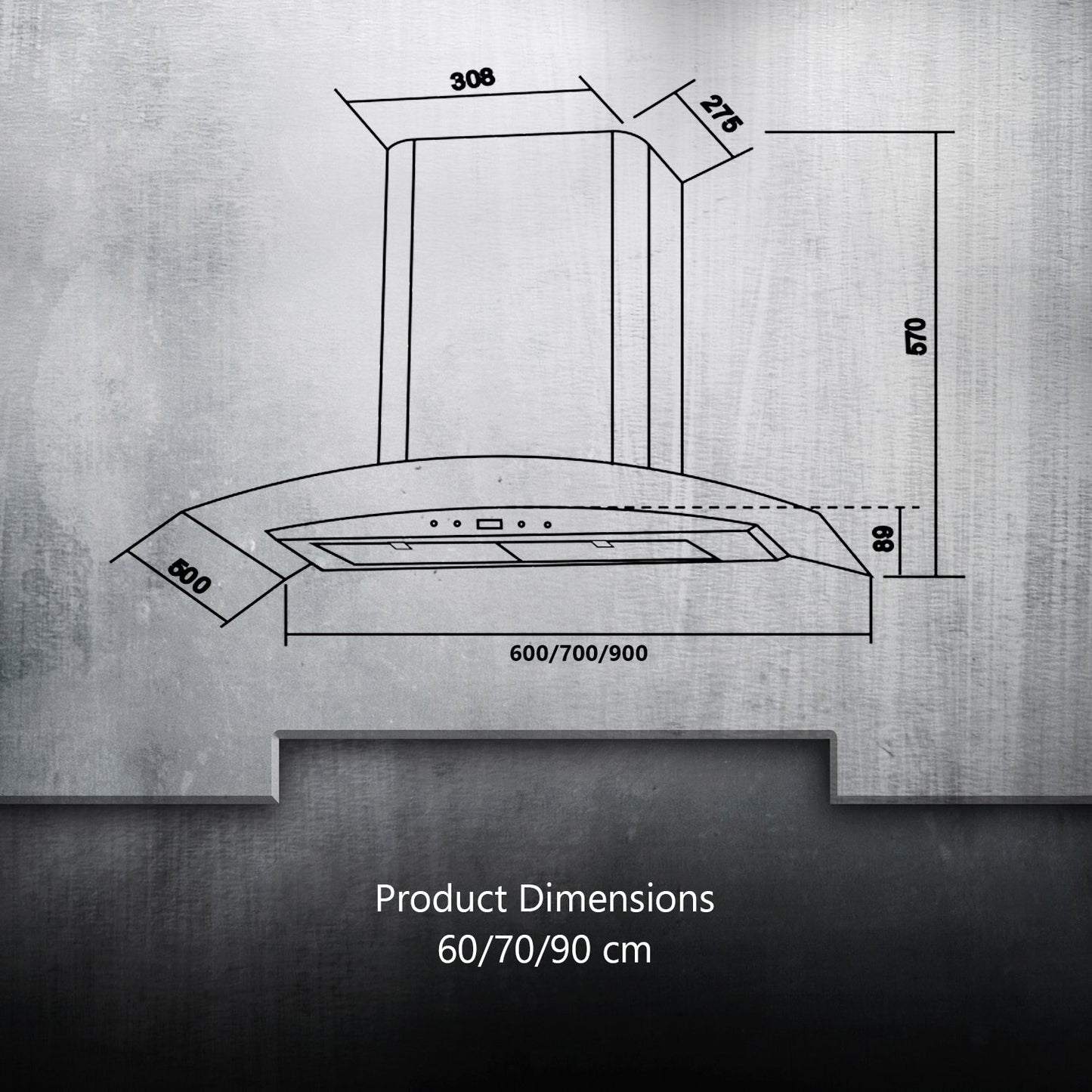 Kaff OPEC TX DHC 60/70/90-Kitchen Chimney, Heavy Duty Baffle Filter