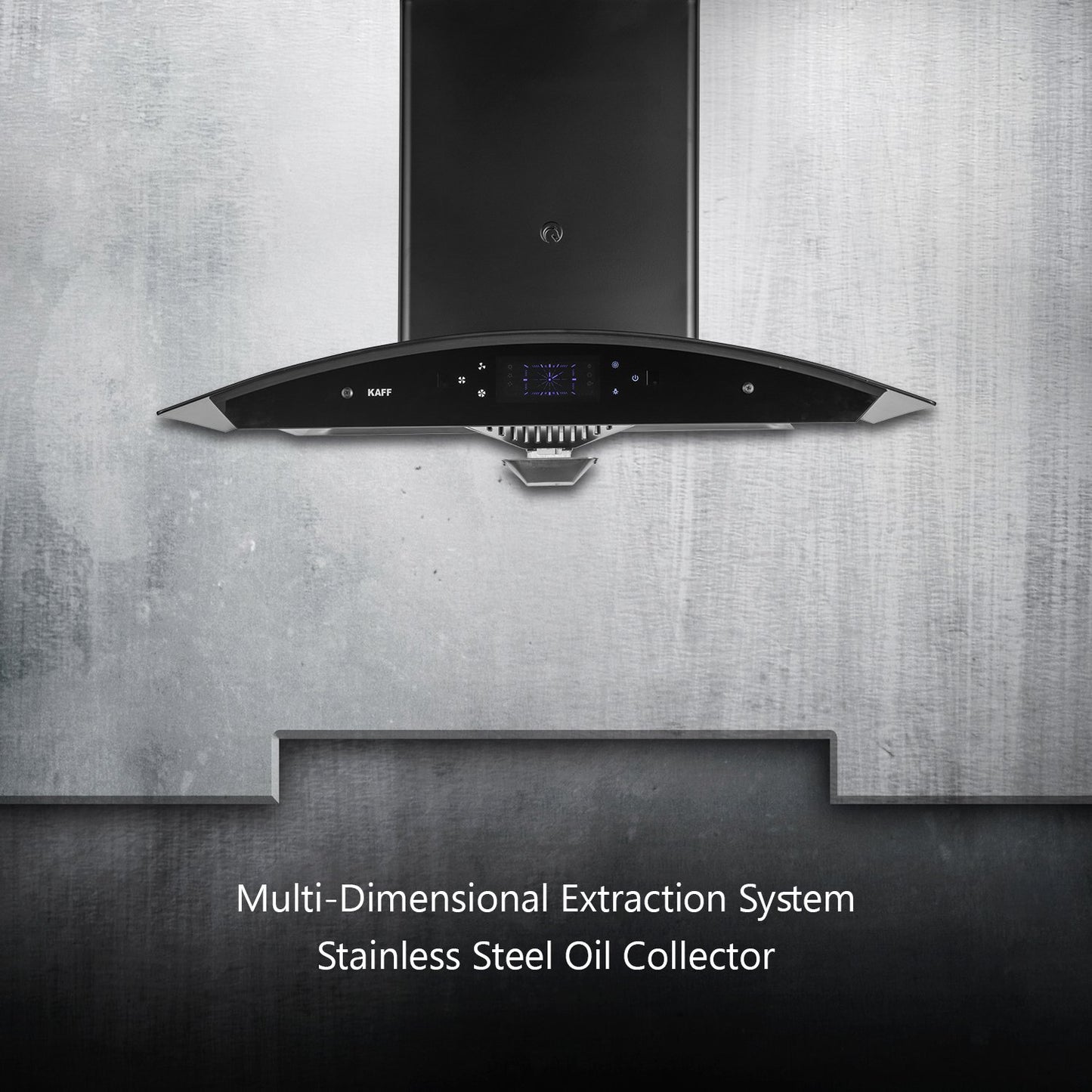 Kaff STELLA DHC 90 BS-Kitchen Chimney, Filter-Less + Auto Clean Technology, Black Curved Tempered Glass