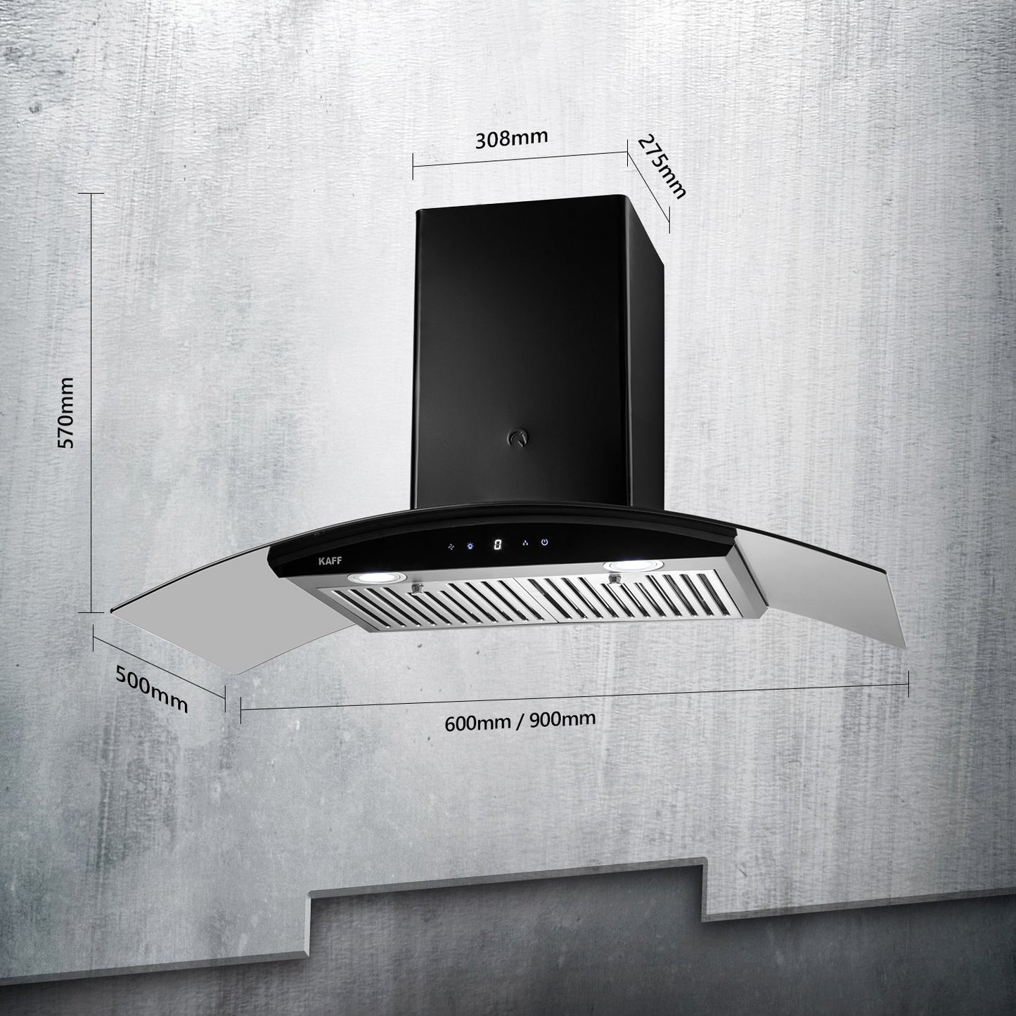 Kaff LIZ DHC 60/90-Kitchen Chimney, Heavy Duty SS Baffle Filter, Auto Clean Technology